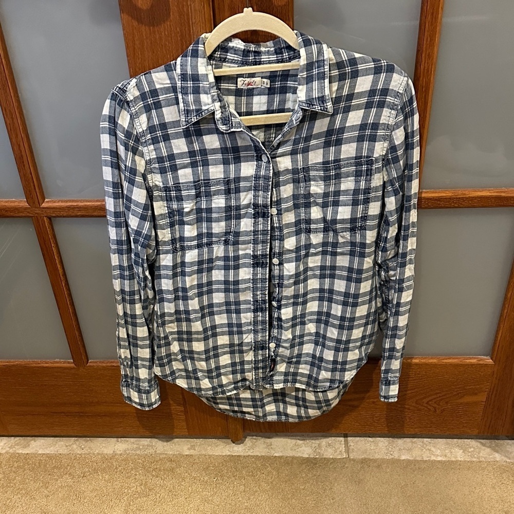 Faherty Blue and White Plaid Button Down Shirt​​ - Picture 3 of 7